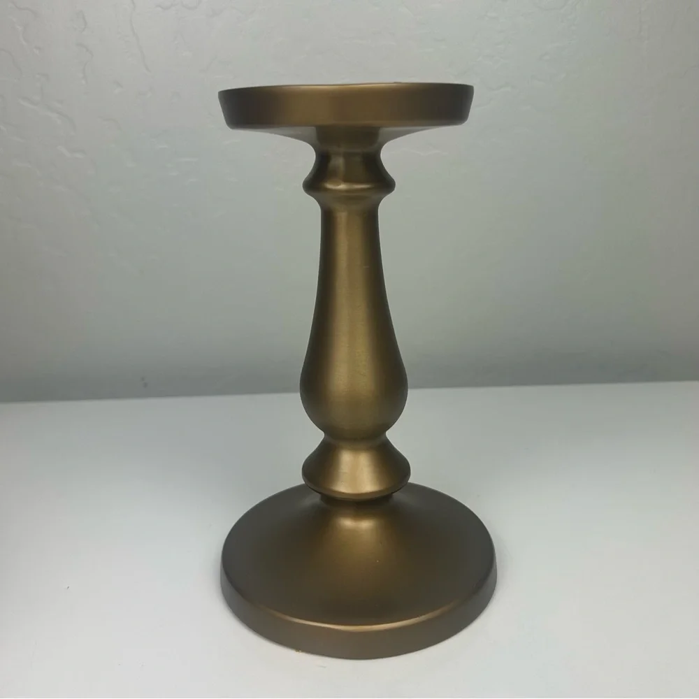 Ikea set of two gold pillar candle holders 8.5 inches